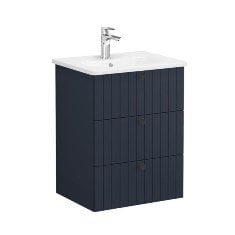 Vitra Root Groove 69483 Lavabo Dolabı, Üç Çekmeceli, 60 Cm, Mat Lacivert, Yuvarlak Lavabolu